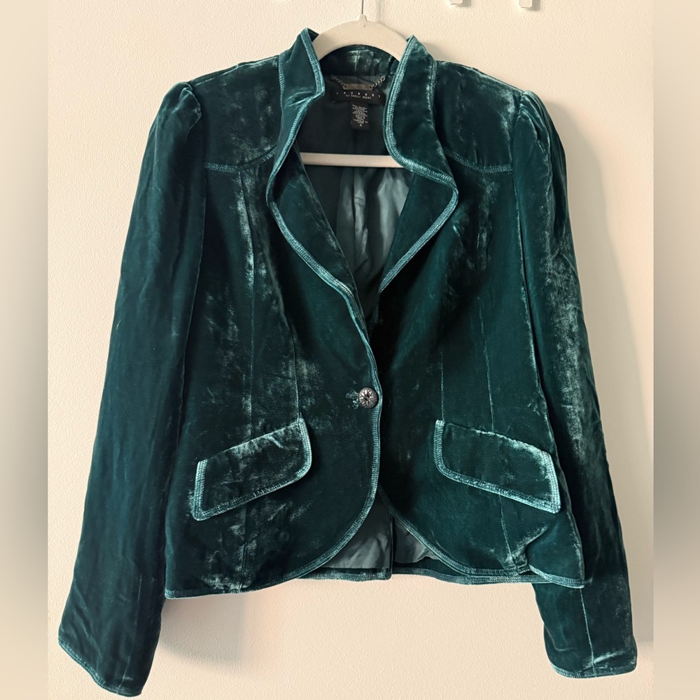 Laundry By Shelli Segal Velvet Teal Blazer